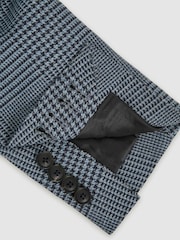 Reiss Blue Gould Regular-Fit Single-Breasted Check Blazer - Image 7 of 8