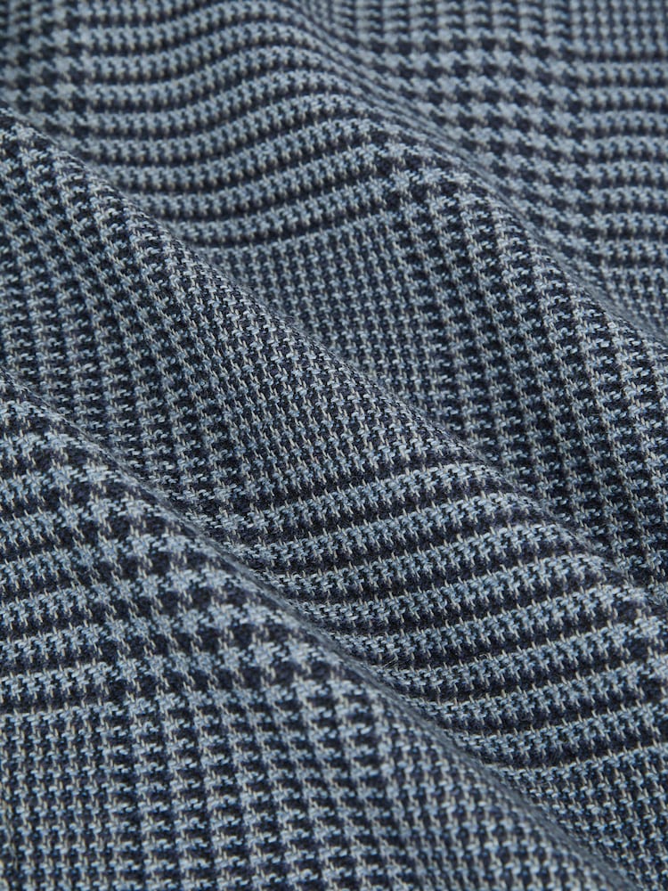 Reiss Blue Gould Regular-Fit Single-Breasted Check Blazer - Image 8 of 8