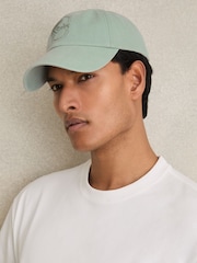 Reiss Washed Green Elias Cotton Logo-Embroidered Baseball Cap - Image 2 of 5