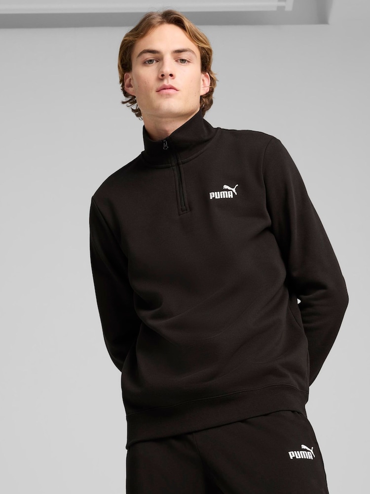 Puma Black ESS No 1 Logo Half-Zip Fleece - Image 1 of 5 Puma Black ESS No 1 Logo Half-Zip Fleece - Image 1 of 5
