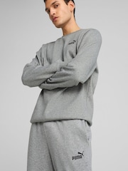 Puma Grey ESS No 1 Logo Joggers Fleece Cuffed Leg - Image 3 of 5