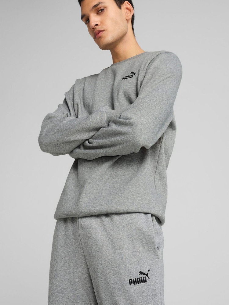 Puma Grey ESS No 1 Logo Joggers Fleece Cuffed Leg - Image 3 of 5