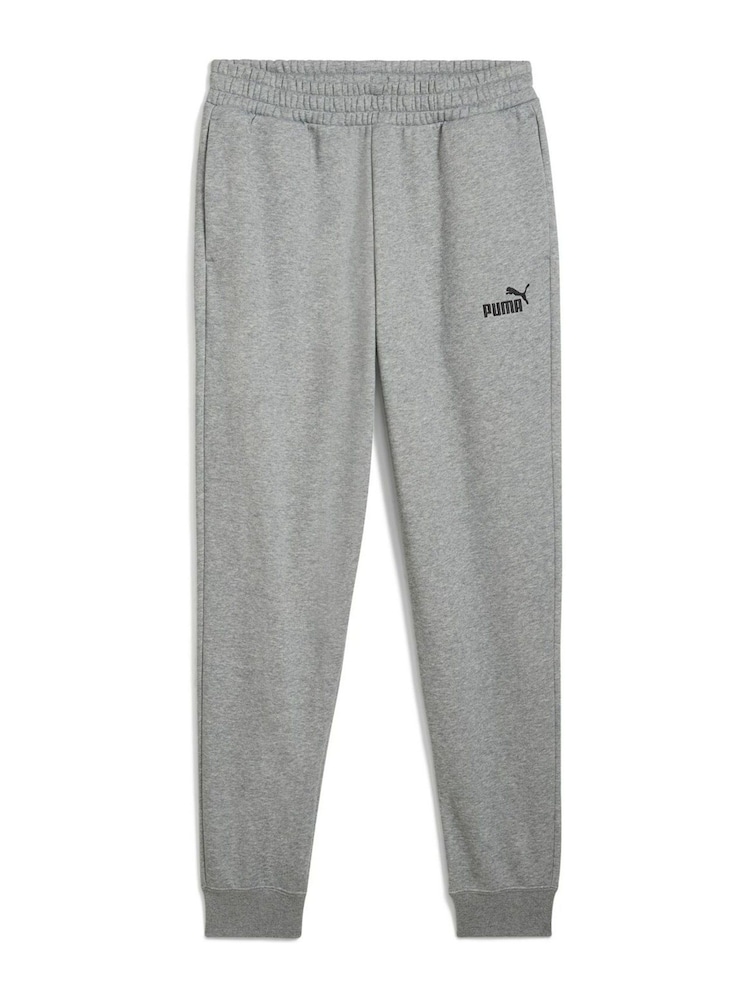 Puma Grey ESS No 1 Logo Joggers Fleece Cuffed Leg - Image 4 of 5