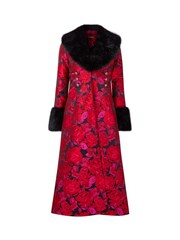 Joe Browns Aqua Red Petite Floral Velour Jersey Knee-Length  Wrap Coats - Image 5 of 5