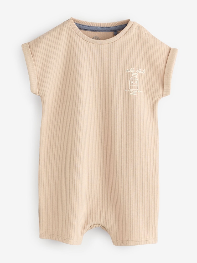 Ecru White Milk Club Baby 100% Cotton Rompers 2 Pack - Image 1 of 3