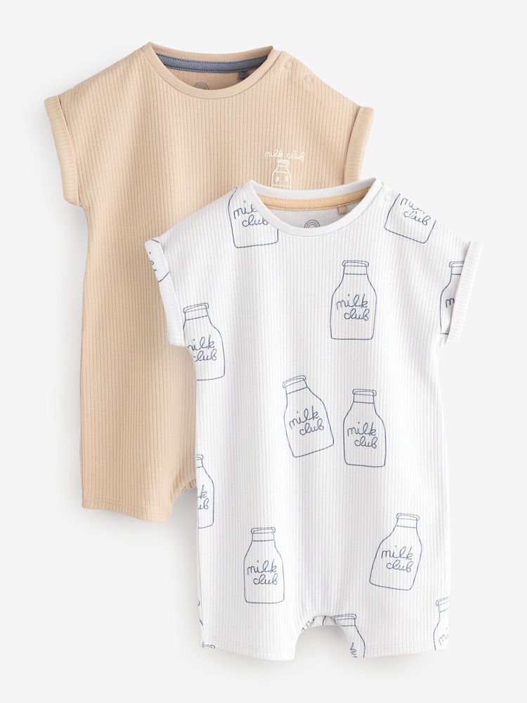 Ecru White Milk Club Baby 100% Cotton Rompers 2 Pack - Image 2 of 3
