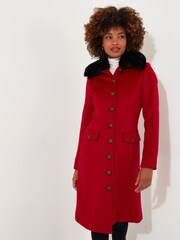 Joe Browns Berry Red Petite Floral Velour Jersey Knee-Length  Wrap Coats - Image 2 of 5