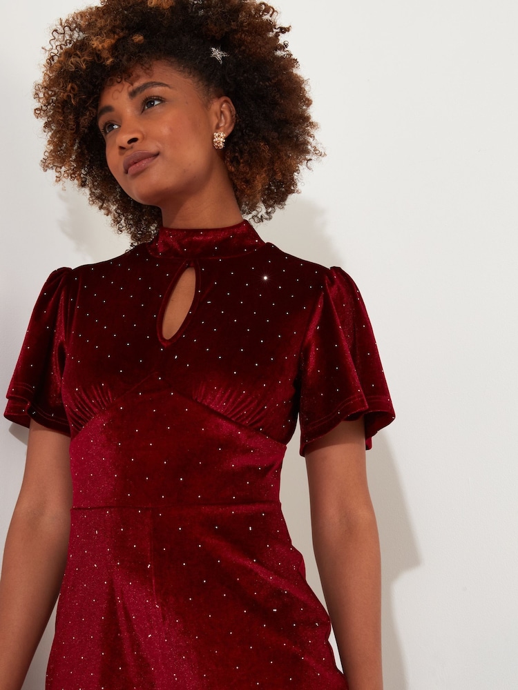 Joe Browns Glitzer-Velours-Jumpsuit mit Flatterärmeln und weitem Bein - Bild 2 von 5 Joe Browns Glitzer-Velours-Jumpsuit mit Flatterärmeln und weitem Bein - Bild 2 von 5