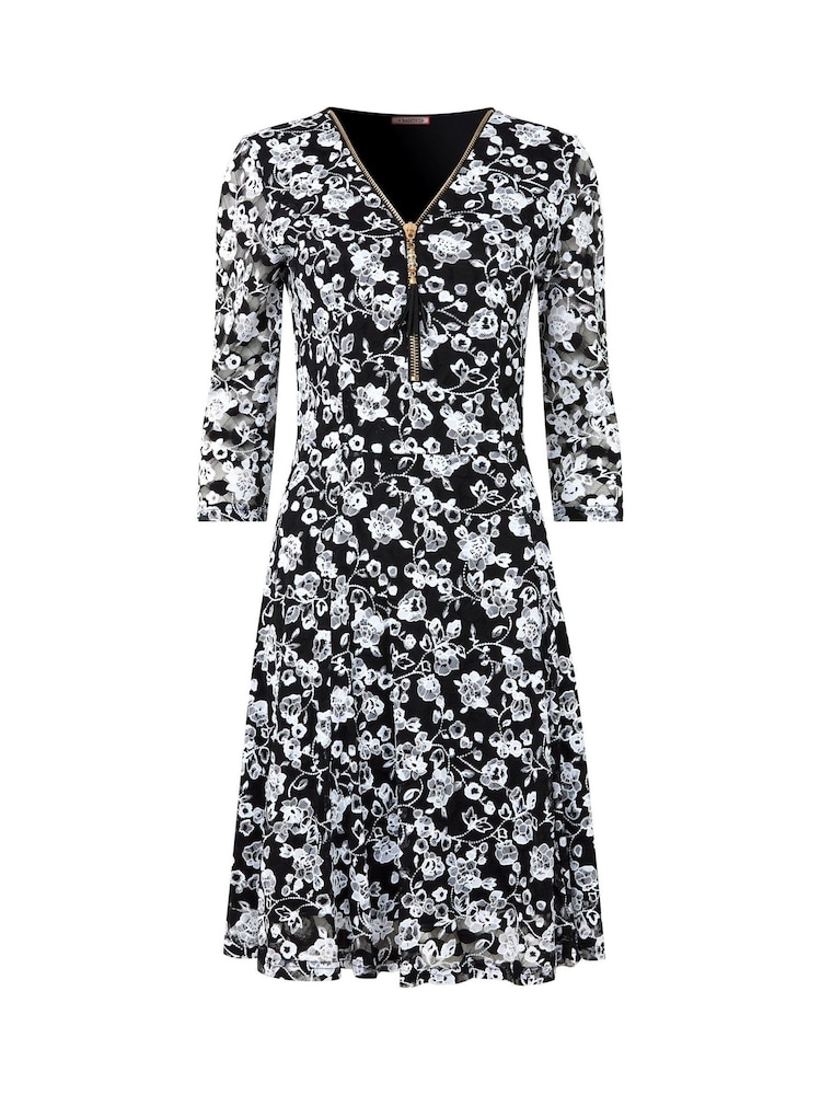 Joe Browns Floral Lace Zip V-Neck 3/4 Sleeve Skater Dress - Bild 5 von 5