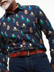 Joe Browns Natural Smart Distinguished Animal Print Long Sleeve 100% Cotton Shirt - Image 3 of 5