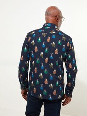 Joe Browns Natural Smart Distinguished Animal Print Long Sleeve 100% Cotton Shirt - Image 4 of 5