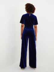 Joe Browns Black Petite Velour Flutter Sleeve Mock Wrap Wide Leg Jumpsuit - Image 3 of 5