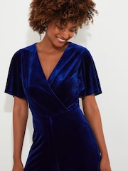 Joe Browns Black Petite Velour Flutter Sleeve Mock Wrap Wide Leg Jumpsuit - Image 4 of 5
