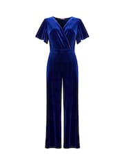 Joe Browns Black Petite Velour Flutter Sleeve Mock Wrap Wide Leg Jumpsuit - Image 5 of 5