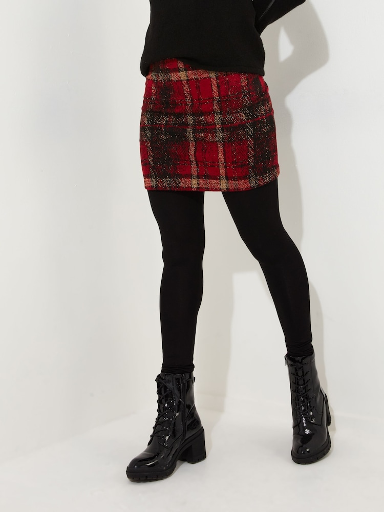 Joe Browns Red Tartan Check 2 in 1 Skirted 100% Cotton Leggings - Image 2 of 5