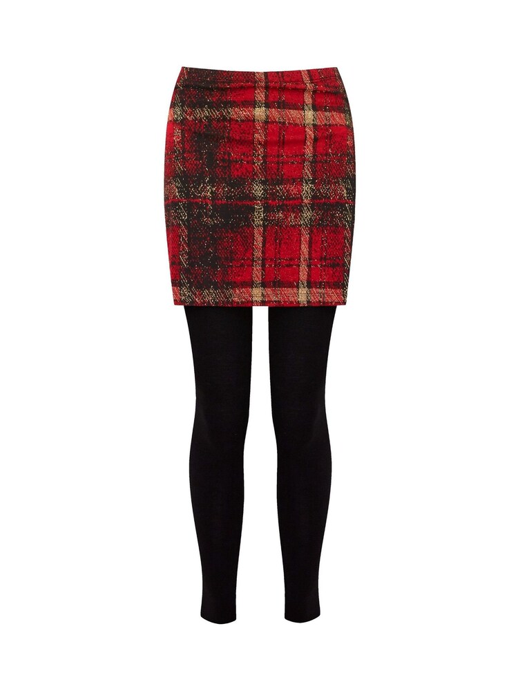 Joe Browns Red Tartan Check 2 in 1 Skirted 100% Cotton Leggings - Image 5 of 5