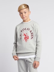 U.S. Polo Assn Grey U.S. Polo Assn. Boys Arch Sweatshirt and Joggers Set - Image 3 of 12