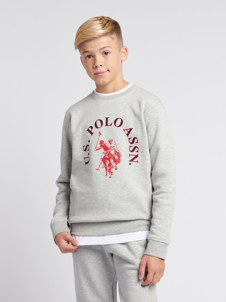 U.S. Polo Assn Grey U.S. Polo Assn. Boys Arch Sweatshirt and Joggers Set - Image 3 of 12