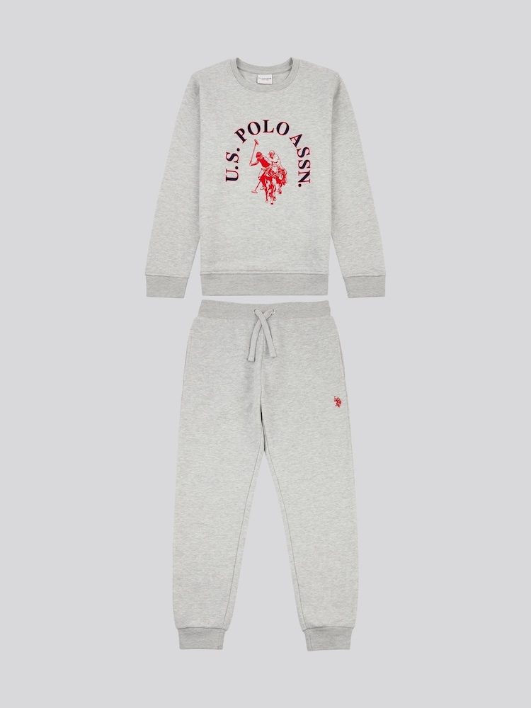 U.S. Polo Assn Grey U.S. Polo Assn. Boys Arch Sweatshirt and Joggers Set - Image 7 of 12