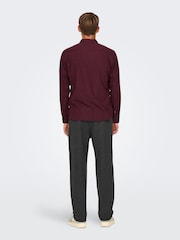 Only & Sons Burgundy Regular Fit 100% Cotton Shirt - Image 3 of 6