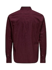 Only & Sons Burgundy Regular Fit 100% Cotton Shirt - Image 5 of 6