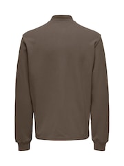 Only & Sons Khaki Green Long Sleeve Half Zip Polo Shirt - Image 7 of 7