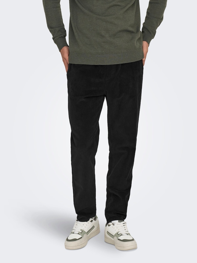 Only & Sons Black Corduroy Trousers - Image 1 of 6