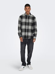 Only & Sons Grey Regular Fit 100% Cotton Checked Shirt - Image 2 of 7