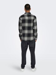 Only & Sons Grey Regular Fit 100% Cotton Checked Shirt - Image 3 of 7