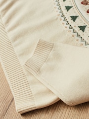 My 1st Years Cream 100% Cotton Personalised Fairisle Pattern Christmas Jumper - Image 3 of 5