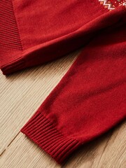 My 1st Years Red 100% Cotton Personalised Fairisle Pattern Christmas Jumper - Image 3 of 5