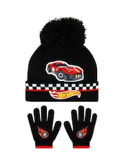 Character Black Hot Wheels Hat And Gloves Set - Image 1 of 5