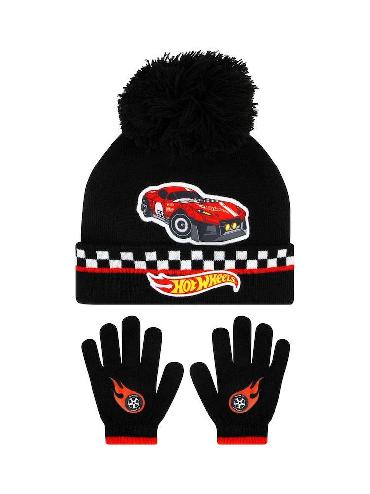Character Black Hot Wheels Hat And Gloves Set - Image 1 of 5