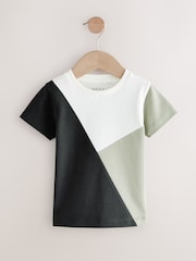 Black/White Short Sleeve Colourblock T-Shirt (3mths-7yrs) - Image 1 of 1