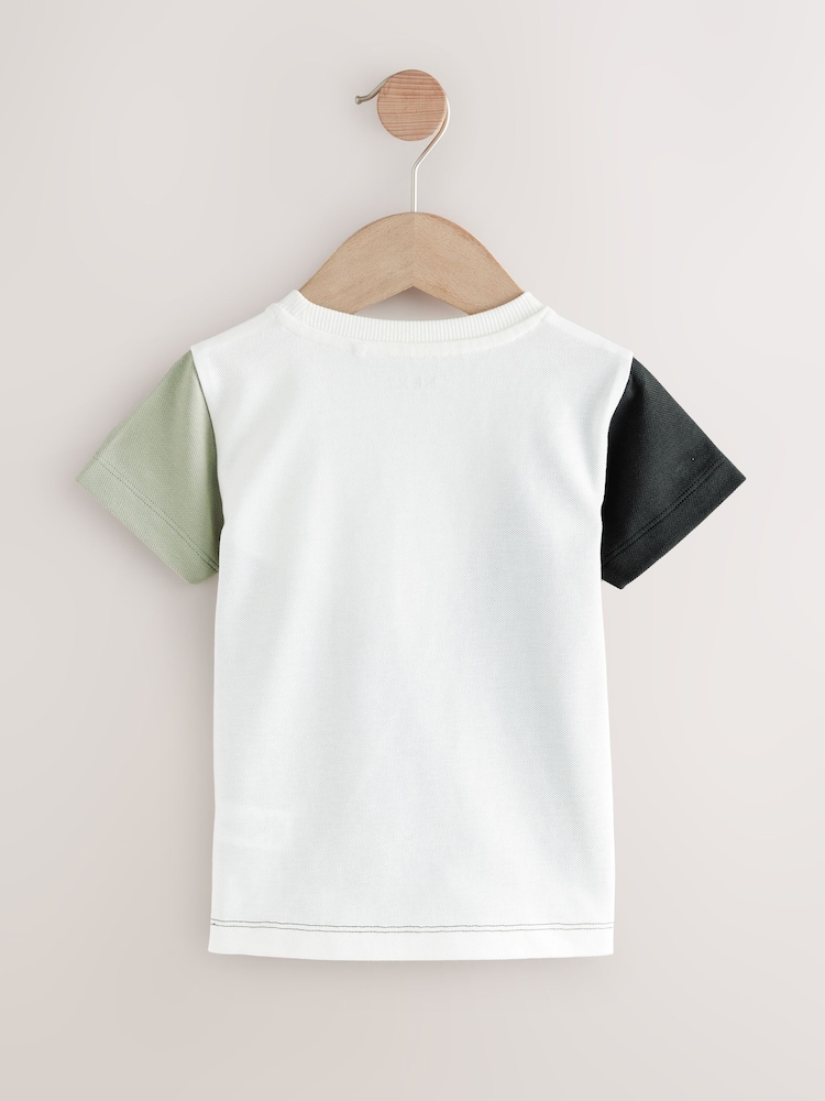 Black/White Short Sleeve Colourblock T-Shirt (3mths-7yrs) - Image 2 of 4