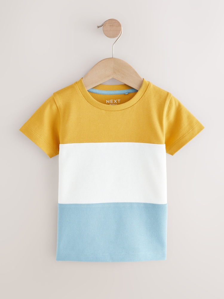 Blue/Yellow Short Sleeve Colourblock T-Shirt (3mths-7yrs) - Image 1 of 1