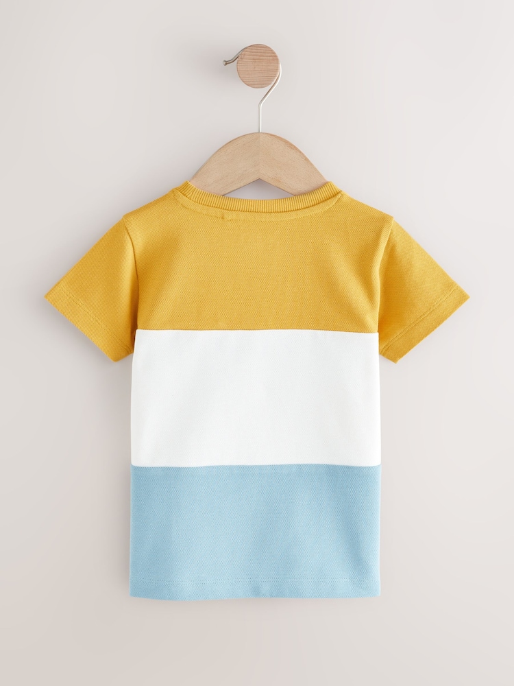 Blue/Yellow Short Sleeve Colourblock T-Shirt (3mths-7yrs) - Image 2 of 4