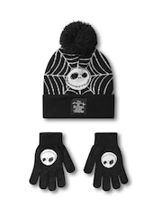 Vanilla Underground Black Disney Nightmare Before Christmas Winter Hat Beanie and Gloves Set - Image 1 of 5