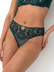 Pour Moi Green Roxie Mesh High Leg Briefs - Image 2 of 4
