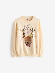 Society 8 Cream Girls Tangled Christmas Jumper - Image 1 of 1