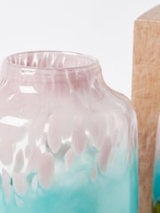 Oliver Bonas Pink/Blue Lennox Glass Vase - Image 2 of 3