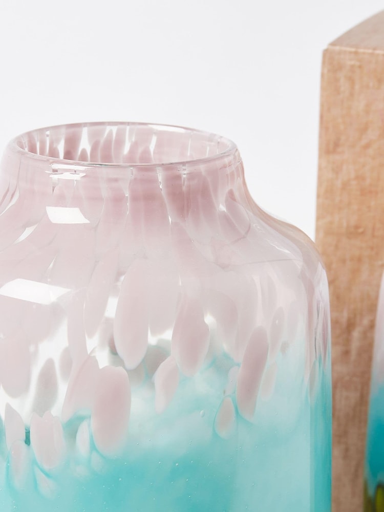 Oliver Bonas Pink/Blue Lennox Glass Vase - Image 2 of 3