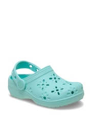 Crocs Blue Kids Classic Floral Cut Out Clogs - Image 3 of 7
