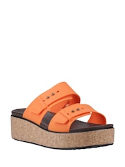 Crocs Brown Brooklyn Cork Buckle Wedge Sandals - Image 2 of 4