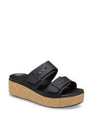 Crocs Black Brooklyn Cork Buckle Wedge Sandals - Image 3 of 7