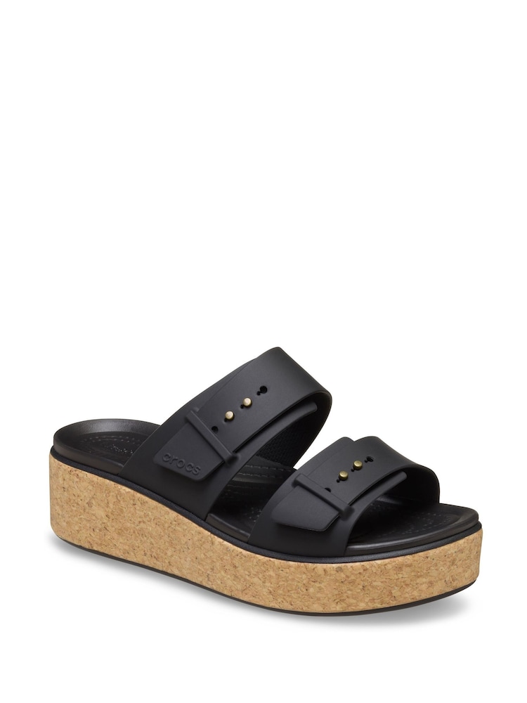 Crocs Black Brooklyn Cork Buckle Wedge Sandals - Image 3 of 7