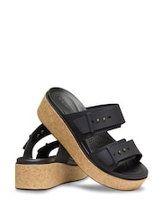 Crocs Black Brooklyn Cork Buckle Wedge Sandals - Image 4 of 7