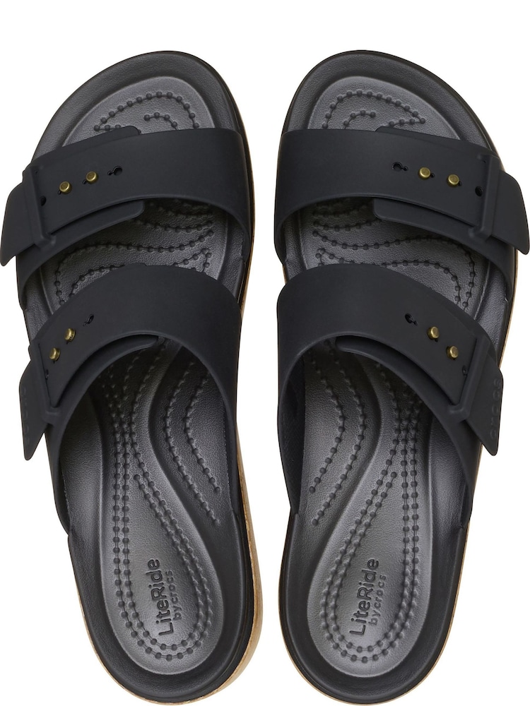 Crocs Black Brooklyn Cork Buckle Wedge Sandals - Image 5 of 7