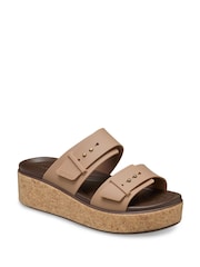 Crocs Light Brown Brooklyn Cork Buckle Wedge Sandals - Image 3 of 7