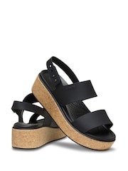 Crocs Black Brooklyn Cork Low Wedge Sandals - Image 4 of 7